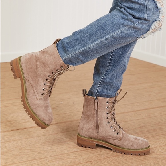 Lace Up Taupe Suede Boots - Picture 5 of 10